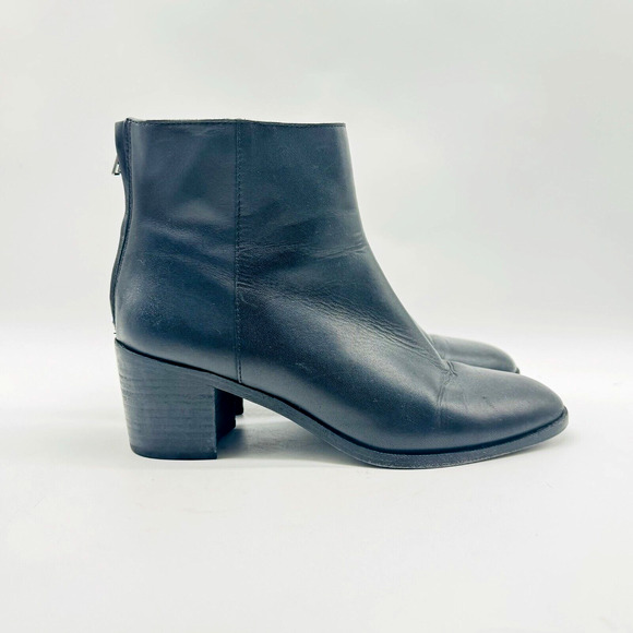 Madewell Boots Womens 8.5 Black Leather Ankle Bootie Chelsea Kelci Back Zip Shoe - Picture 1 of 11